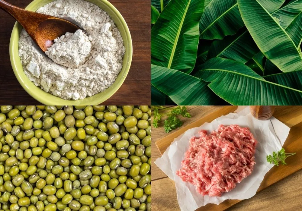 Phần nhân thịt băm mộc nhĩ được xào đậm đà với nhiều hạt tiêu đen đặc trưng