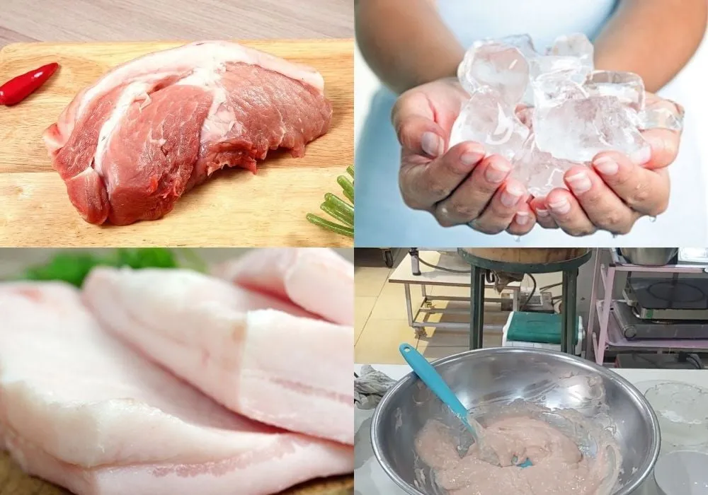 Kỹ thuật quết thịt thủ công hoặc bằng máy giúp tạo nên cấu trúc giòn dai tự nhiên cho chả bò