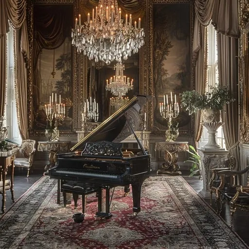 Chiếc đàn Piano Grand đặt tại sảnh tiệc tạo điểm nhấn sang trọng và đẳng cấp