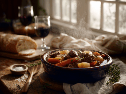hearty-red-wine-braised-beef-stew2-500x375-1 Món bò sốt rượu vang kèm bánh mì mang lại hương vị ấm cúng và sang trọng cho bữa cơm gia đình