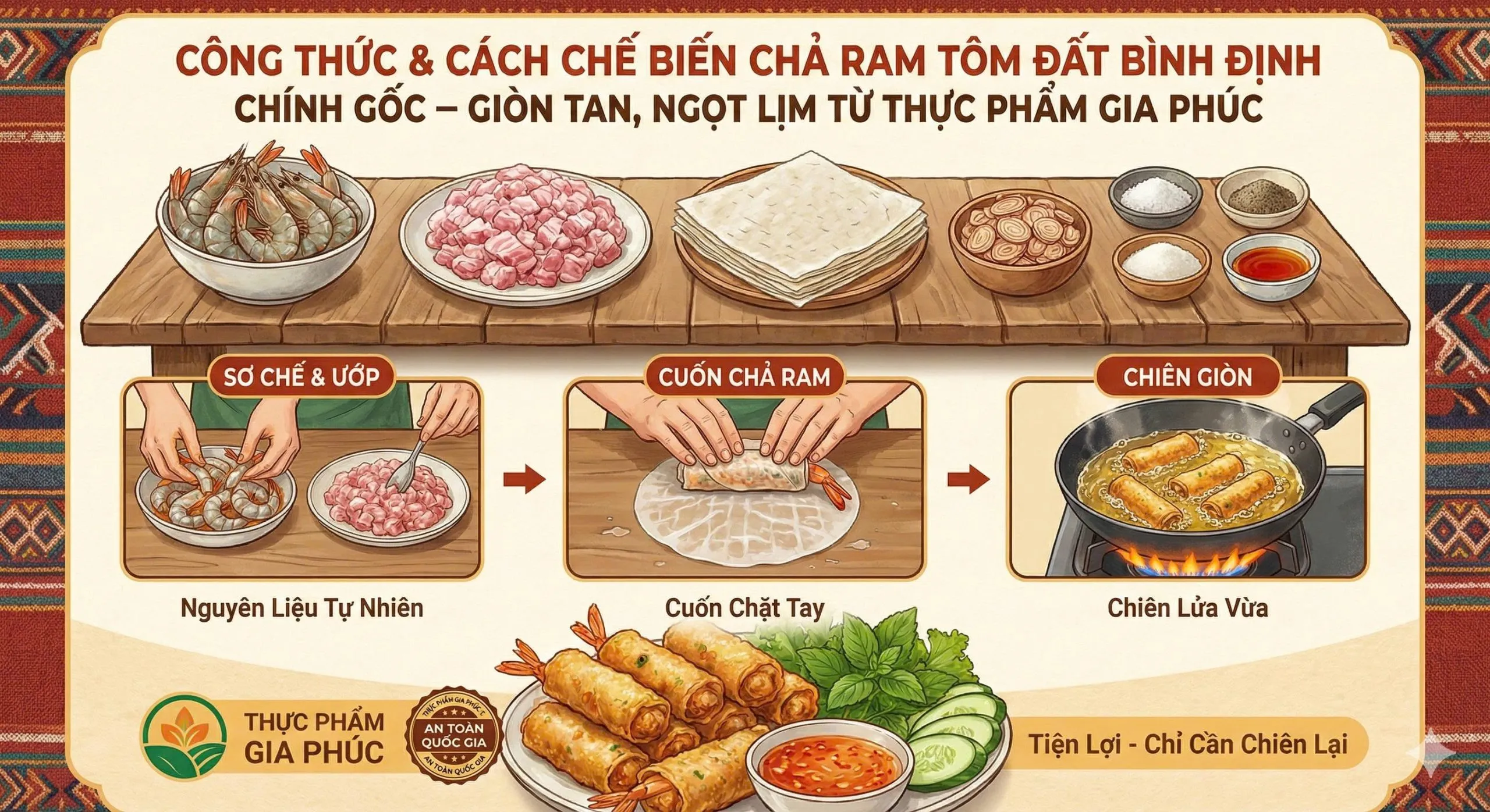 Nguyên liệu tôm đất tự nhiên và bánh tráng phơi sương là chìa khóa tạo nên đẳng cấp món ăn